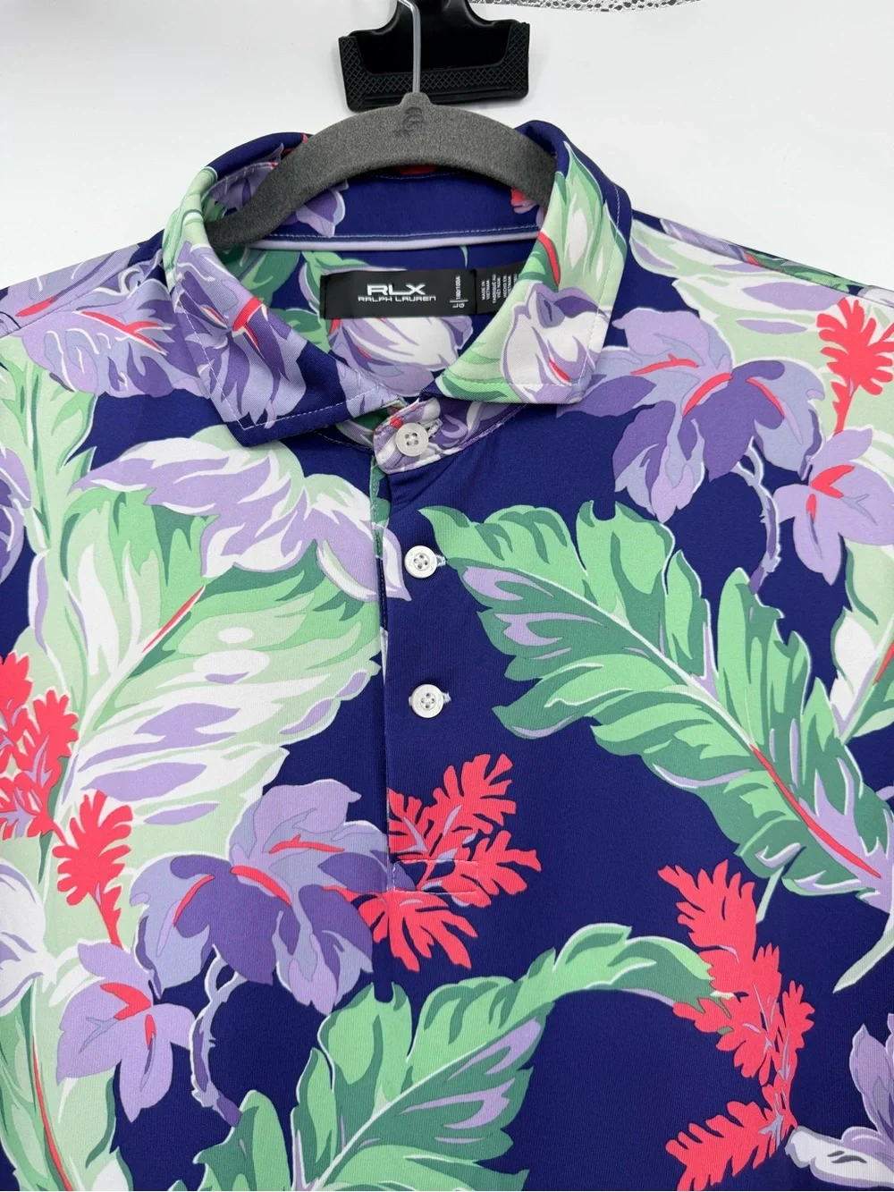 RLX Ralph Lauren Golf Polo Men’s L Navy Tropical Floral Performance Shirt